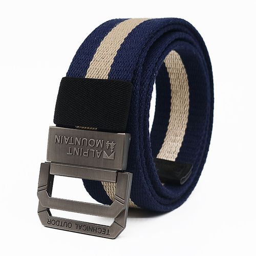 埃尔蒙特 帆布腰带男士双环扣金属腰带青年韩版裤带休闲户外