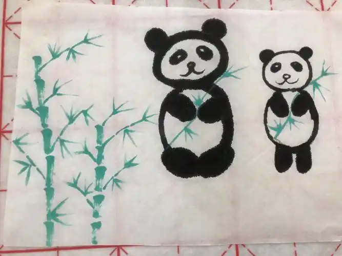 幼儿园简单中国画水墨画熊猫螃蟹02竹子
