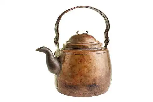 铜,咖啡壶,老式,手工锻造,白色背景,背景