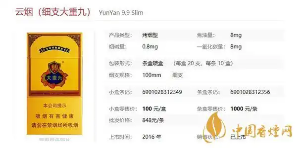 大重九香烟种类大全2021大重九香烟价格表和图片一览