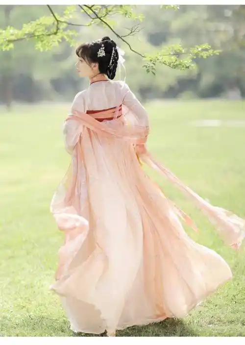 汉族服装女装 春瑶汉服女唐制粉色仙气飘逸夏款古风齐胸襦裙中国风