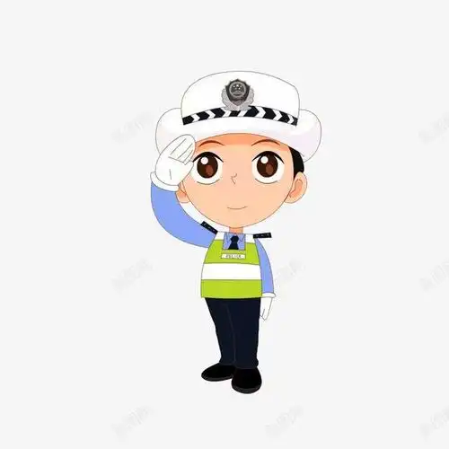 com 交警手势 交通警察 交通警察卡通 卡通手绘 敬礼的女交警 立正