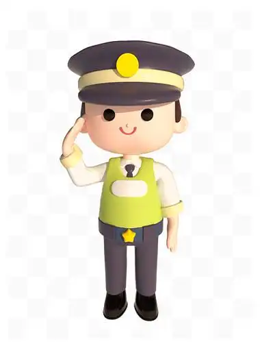 劳动节3d卡通交通警察敬礼