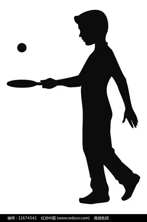 打乒乓球的人物黑色剪影图片