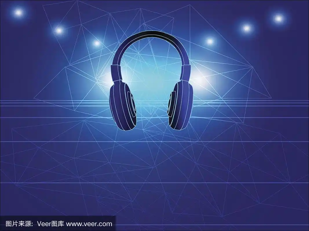 耳机技术背景矢量插图