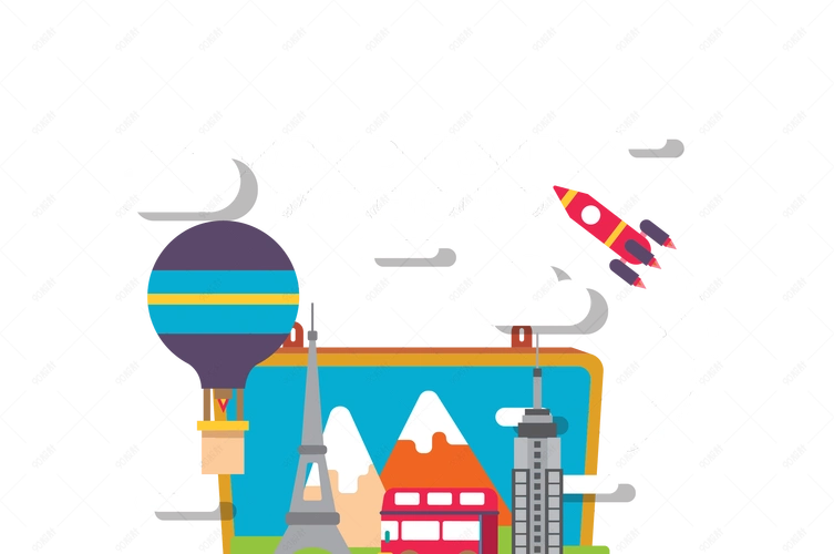 创意行李箱旅行插画