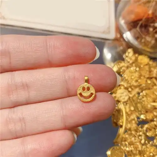 老凤凰足金999黄金3d硬金笑脸吊坠表情笑脸双面坠子女笑脸足金吊坠016