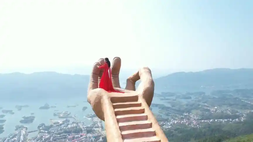 仙岛湖天空之城,通天佛手体检一下被捧在手心里的感觉.