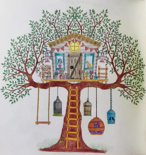 秘密花园涂色16住在大树里是咋样的呢