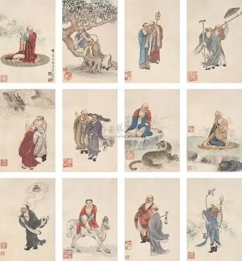 0368十八罗汉图册页十二开