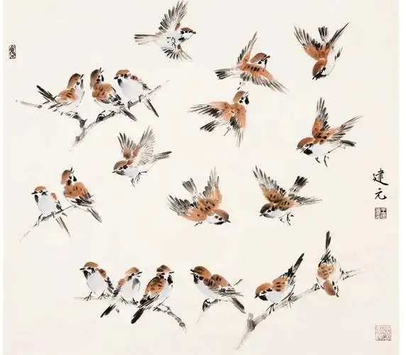 【国画教程】麻雀写意画法