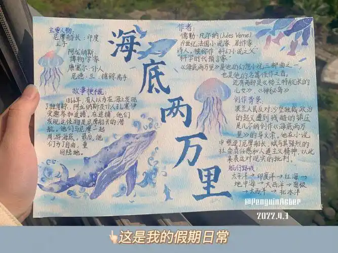 水彩|七年级海底两万里阅读手抄报