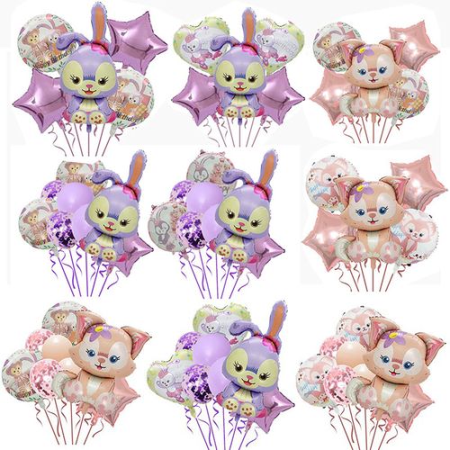 紫色芭蕾兔子公主气球卡通儿童生日布置装饰女孩宝宝玩具拍照