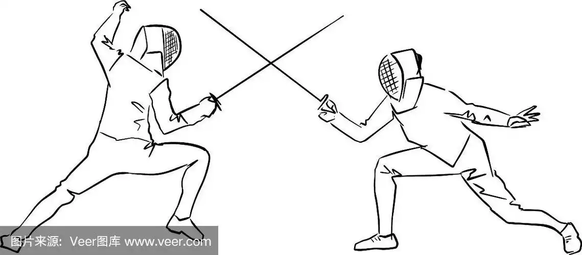 两名击剑运动员的轮廓图