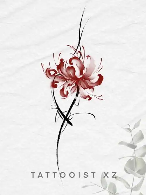 7415单针水墨l彼岸花&曼珠沙华小泽是个纹身师7315祈祷之手