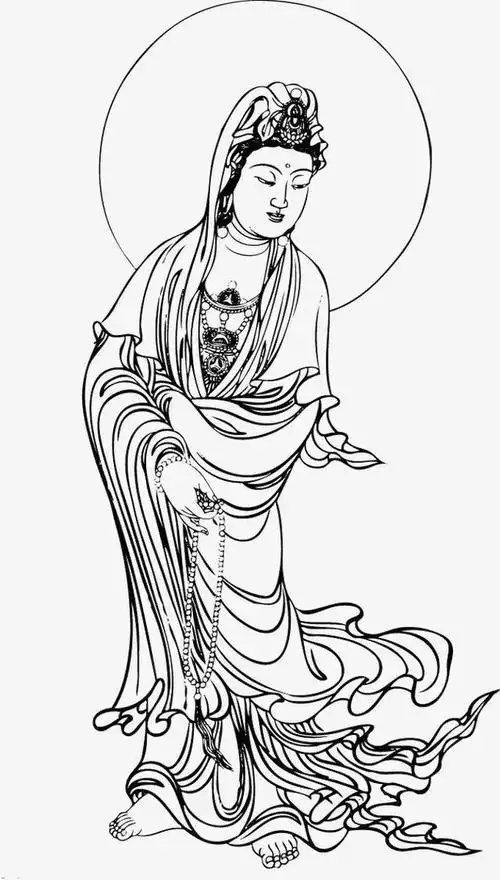 难得一见的佛像白描线稿