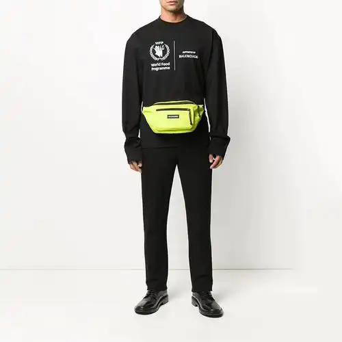 balenciaga巴黎世家奢侈品男装男士黑色印花卫衣春秋款圆领套头衫