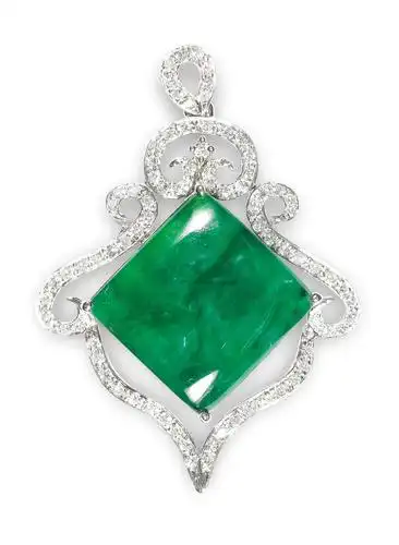 0175 翡翠钻石菱形项坠 (一件)