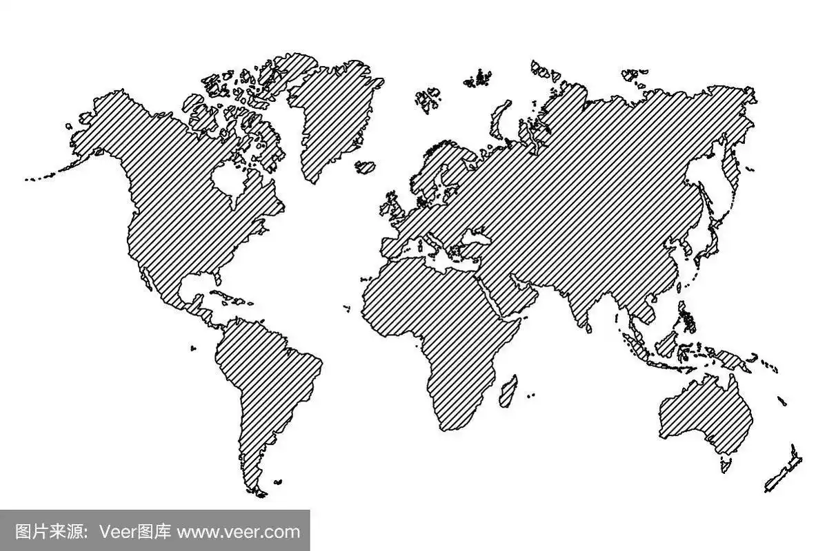世界地图轮廓和斜线