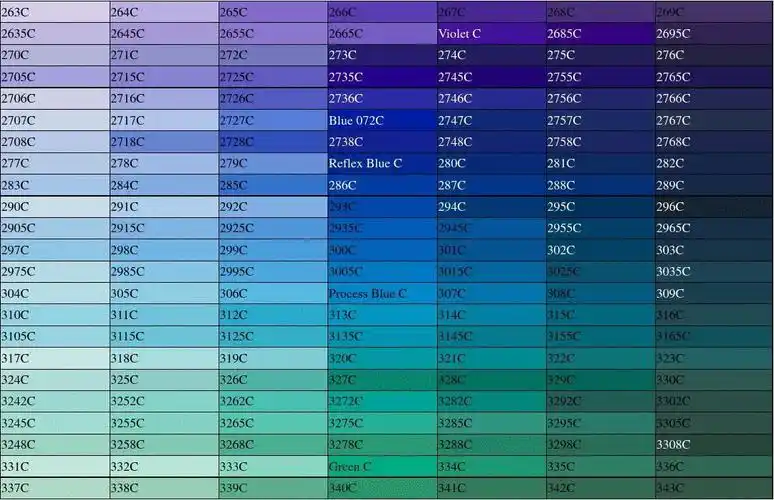 国际标准pantone号颜色对照表