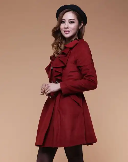 锈红色时尚长外套