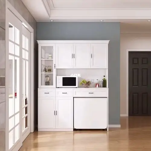 定制北欧餐厅柜子折叠餐桌一体组合多功能到顶一体靠墙家用餐边柜