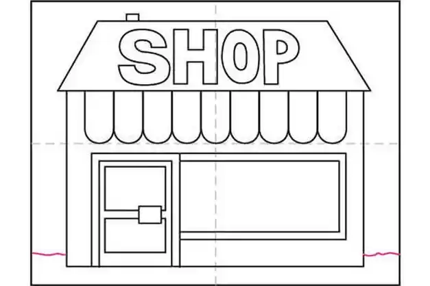儿童简单蜡笔画:怎么教孩子画小商店(步骤图解)