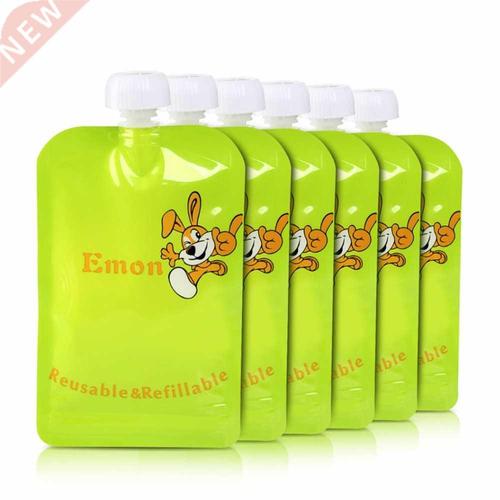 8pcs/lot reusable baby food pouches bpa-free easy clean food