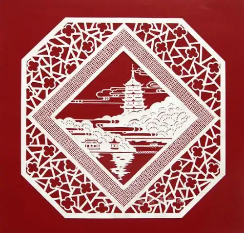 复杂山水剪纸图片大全