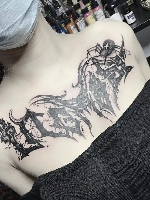 遮盖花胸_纹身图案手稿图片_tai-tattoo的纹身作品集