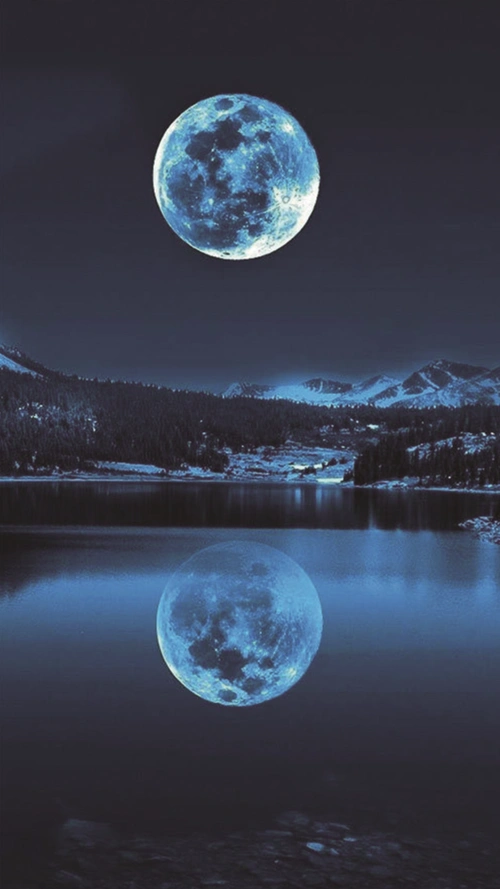 清新唯美水中月h5背景