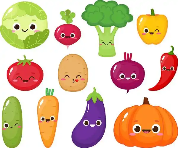 有趣的蔬菜孤立卡通人物