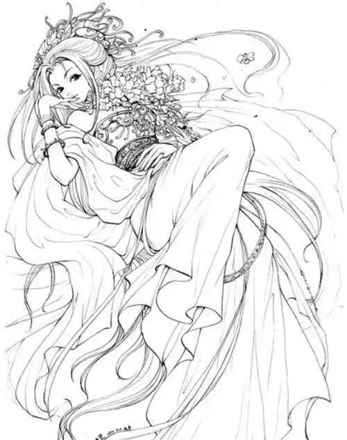 100张唯美古风女子手绘线稿超全女子古风线稿图集