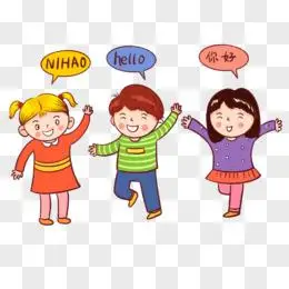 手绘卡通小孩打招呼免抠元素