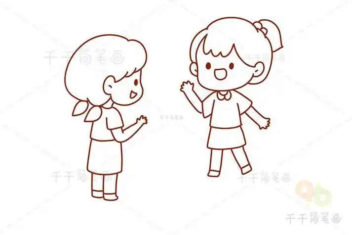 好习惯简笔画有礼貌地打招呼图片