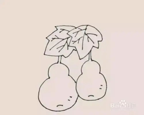 画好了第二片叶子再接着画第二个葫芦,也像之前的葫芦那样画,只是更