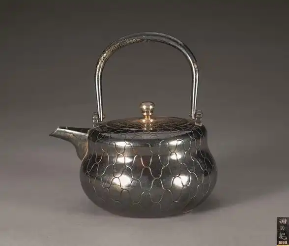 昭和时期纯银网格纹铫子