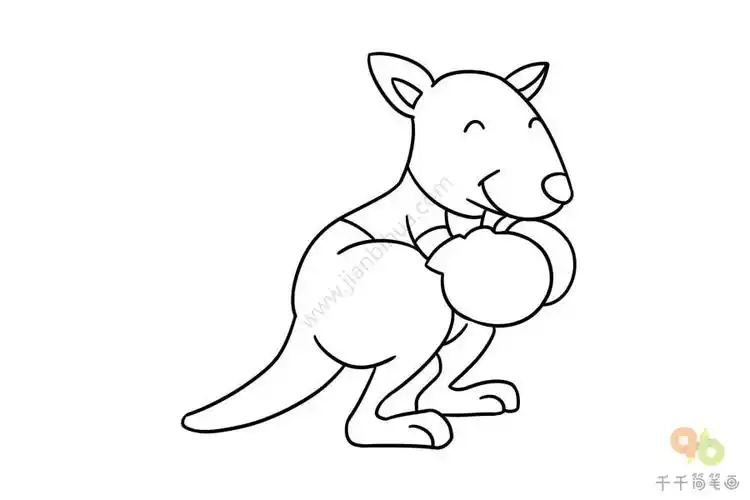 赛场上一展雄风打拳击的袋鼠简笔画