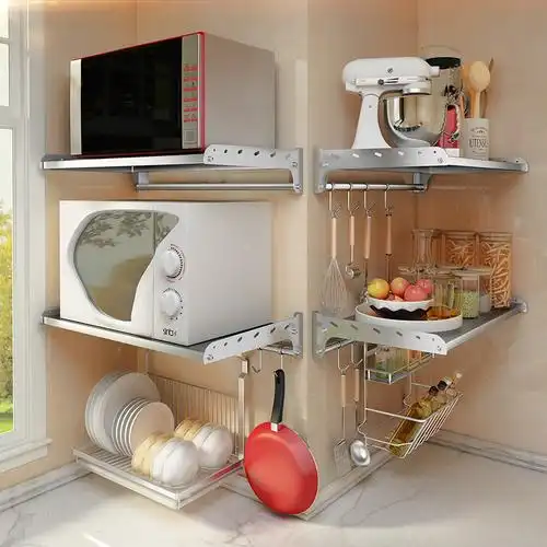 厨房置物架闪电客壁挂式微波炉架烤箱电饭煲架子家用托架支架