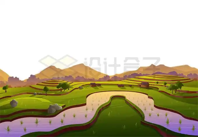 梯田美丽风景线8297421矢量图片免抠素材材质贴图ui设计表情包简笔画