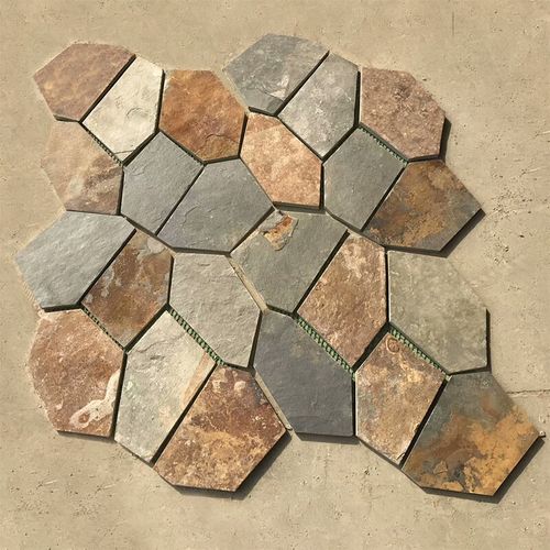 天然石材冰裂纹碎拼石板庭院莱姆石地砖文化石铺地洞石踏步青石板 杂