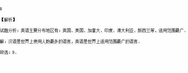 世界上使用最广泛的语言是( )