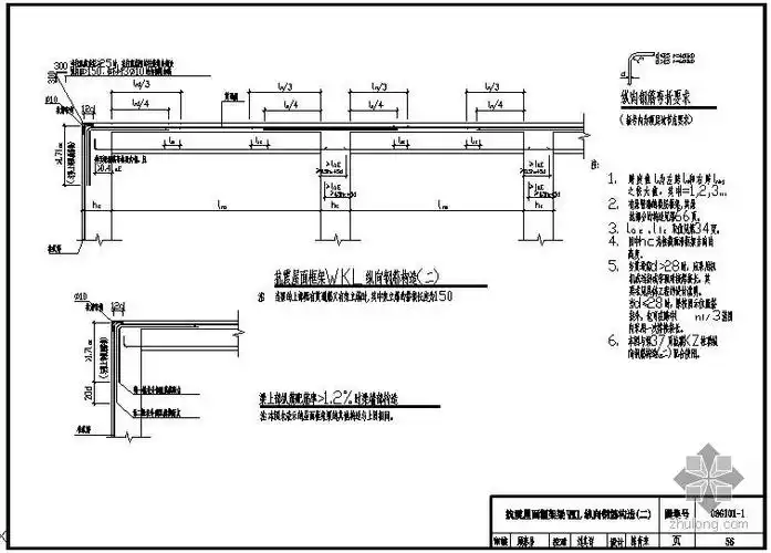 某抗震屋面框架梁wkl纵向钢筋节点构造详图(二)