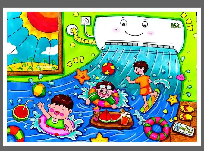 🌡️《在空调下很凉快》儿童画教程