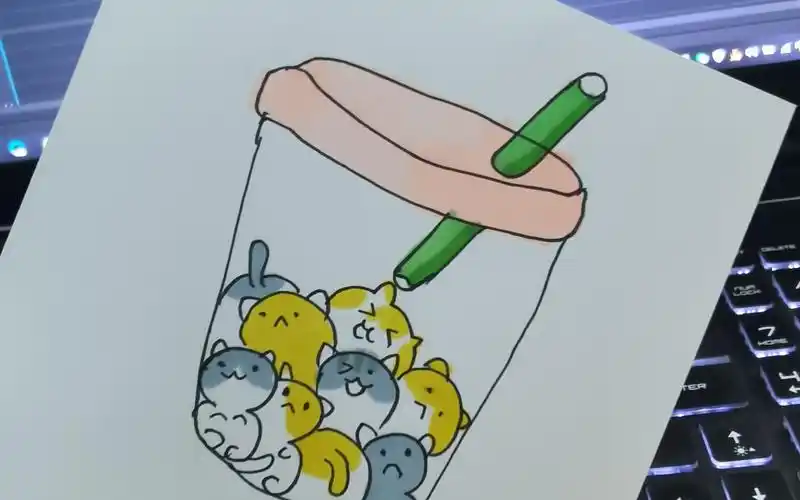 猫咪珍珠奶茶简笔画_哔哩哔哩 (゜-゜)つロ 干杯~-bilibili