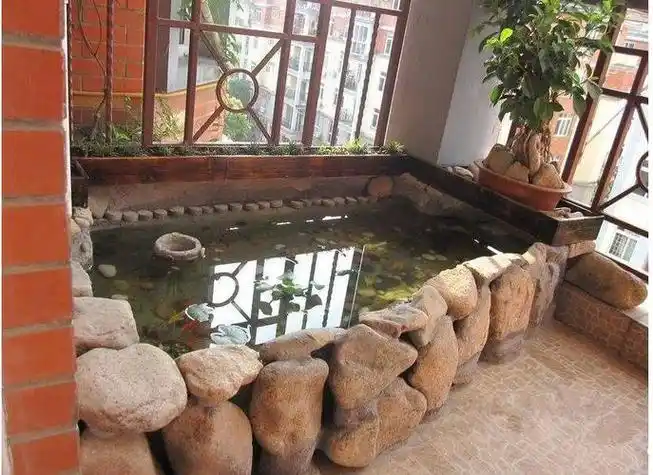 阳台养金鱼效果图(阳台金鱼池设计图实景)