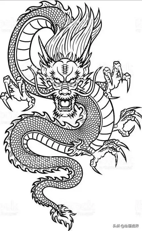 二月二,不知道画什么?龙纹线稿示范教你画,0基础快来临摹学习