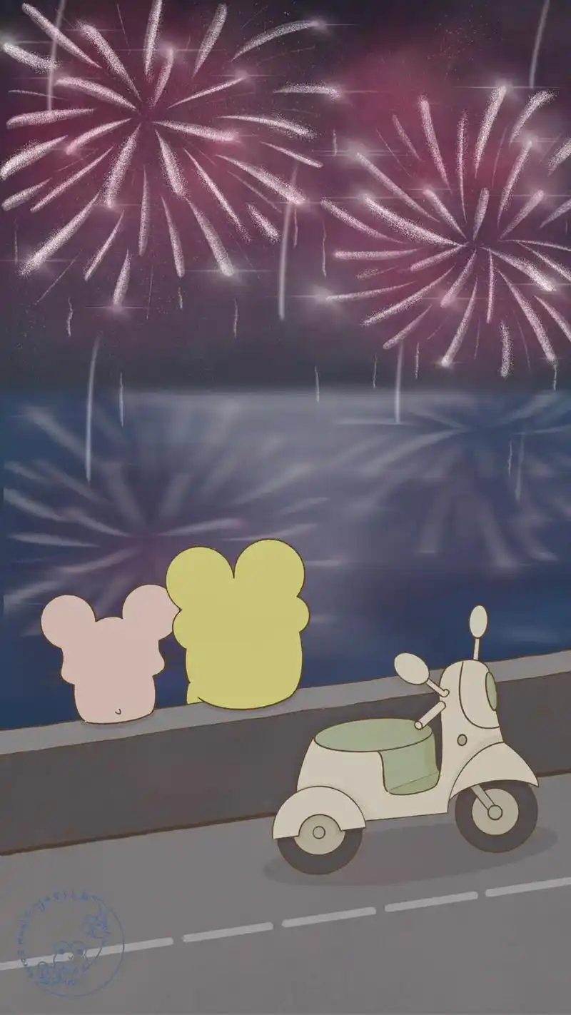 打上花火,今夜永不结束.#原创插画 #治愈系壁纸 #pro - 抖音