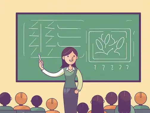 卡通手绘教师节插画在教室里老师认真上课学生认真听课插画海报扁平