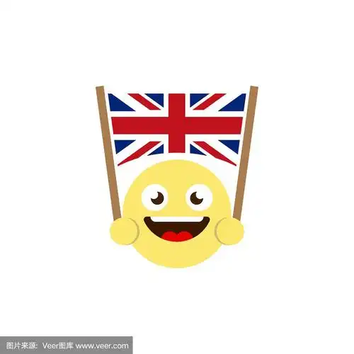 表情国旗的英国矢量图标孤立在白色的背景
